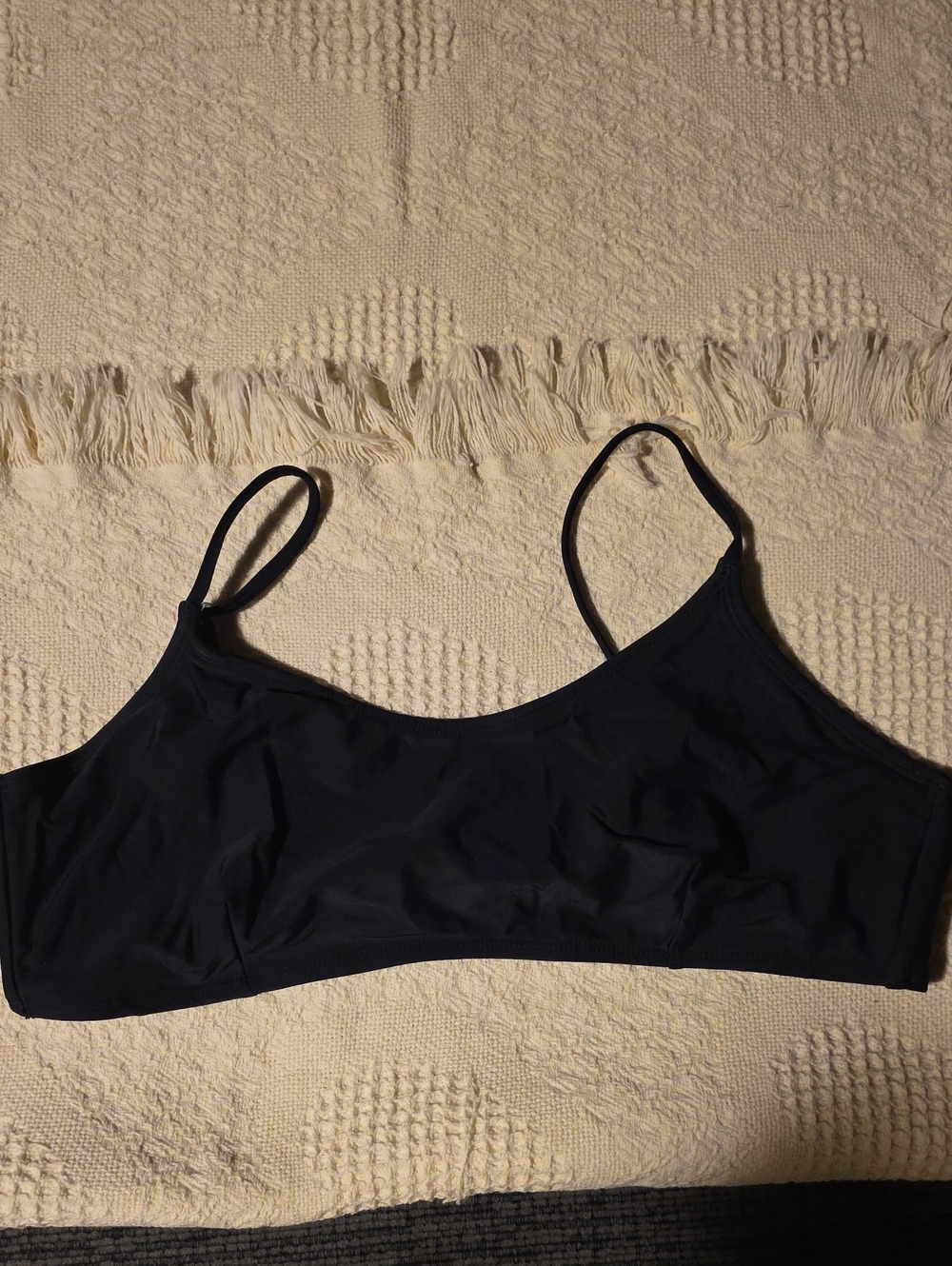 No Boundaries Black Bralette Bikini Top with Adjustable Thin Straps XL (15-17)
